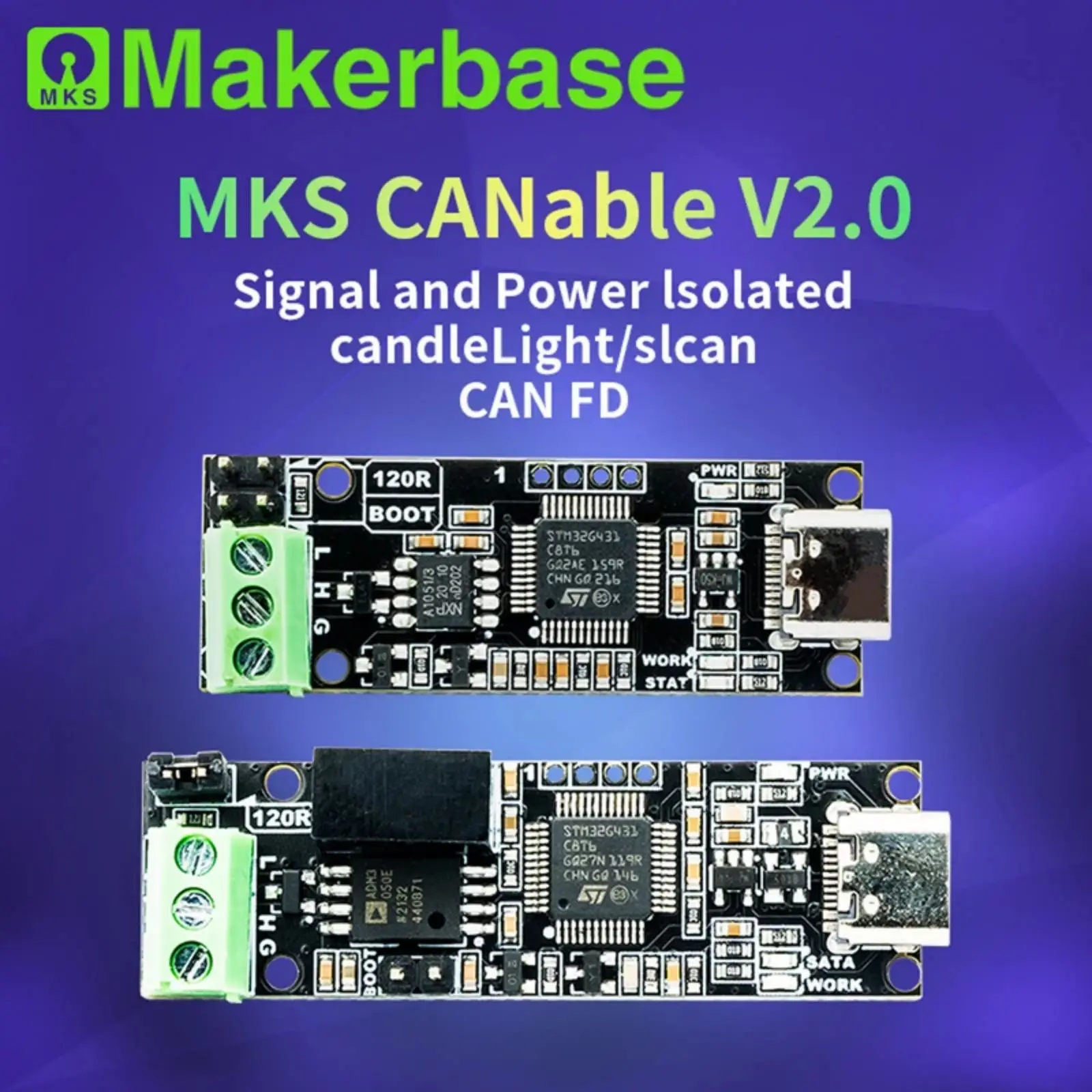 Makerbase CANable 2.0 SHELL USB to CAN adapter analyzer CANFD slcan SocketCAN CANdleLight klipper