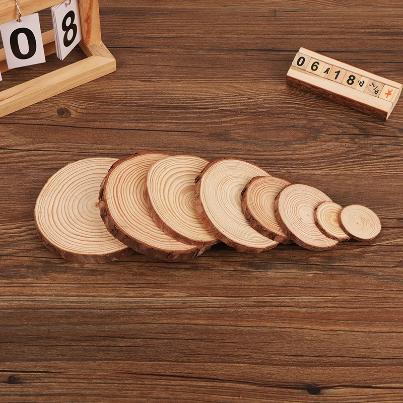 1-30 قطعة قطر 2-30 سنتيمتر سميكة 0.5-2 سنتيمتر شرائح الخشب الطبيعي DIY بها بنفسك الأطفال الحرفية المواد شجرة حلقة ديكور لخلفية عيد الميلاد