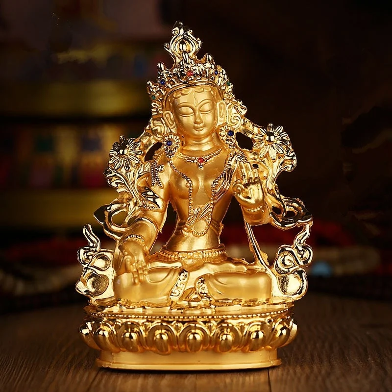 

Efficacious Green Tara Tranic Gilding 14cm Gold Buddha Alloy Metal Buddhist Suppliers Home/ Office Decorate Statue Craft