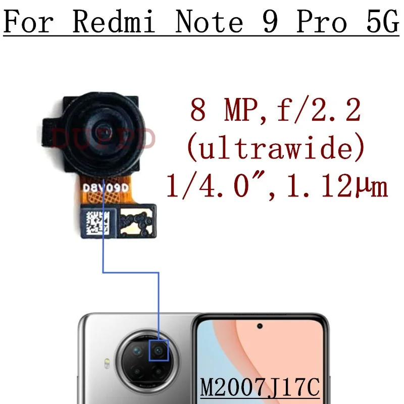 Rear Camera For Xiaomi Redmi Note 9 Pro 5G M2007J17C Main Ultrawide Macro Depth Back Front Camera Module Spare Parts