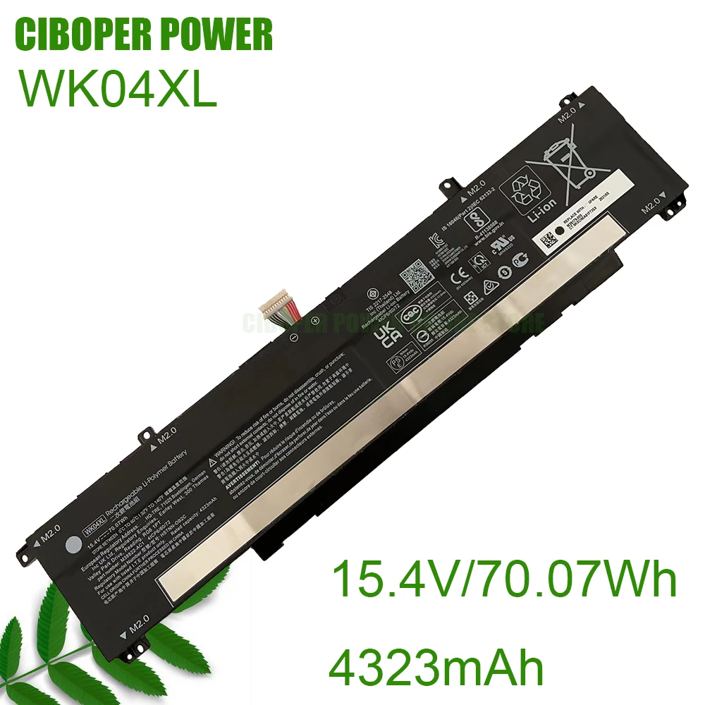 CP Genuine Laptop Battery WK04XL 15.4V/70.07Wh /4323mAh For HSTNN-OB2C M38822-AC1 M39179-005 Notebook