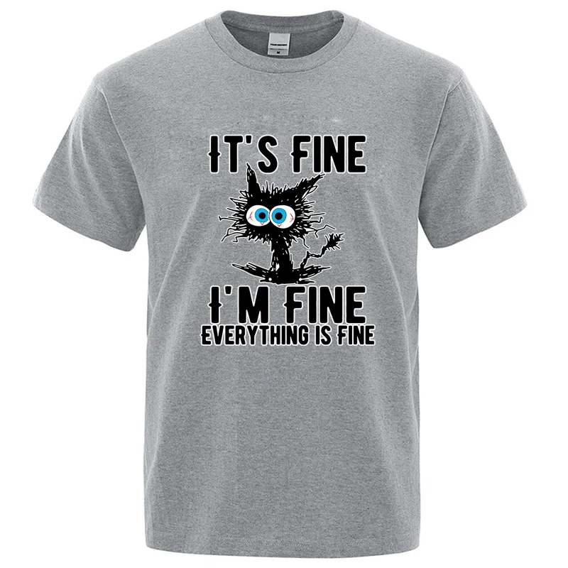 Men's High Quality T-shirt Cotton Blend Funny Cool Cat Printed T-shirt Casual Men Short Sleeve T-shirt for Men T-Shirt Male Top