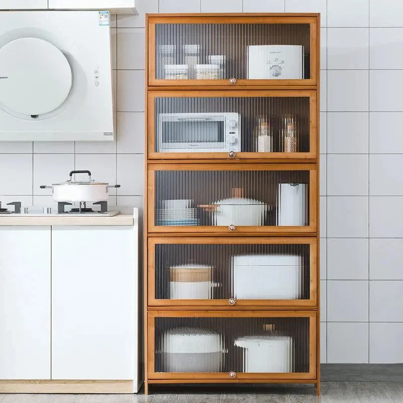 

Kitchen Furniture Multi-layer Microwave Oven Storage Cabinet Appliance Storage Rack Cupboard Bamboo Floor Locker Kitchen Cabinet