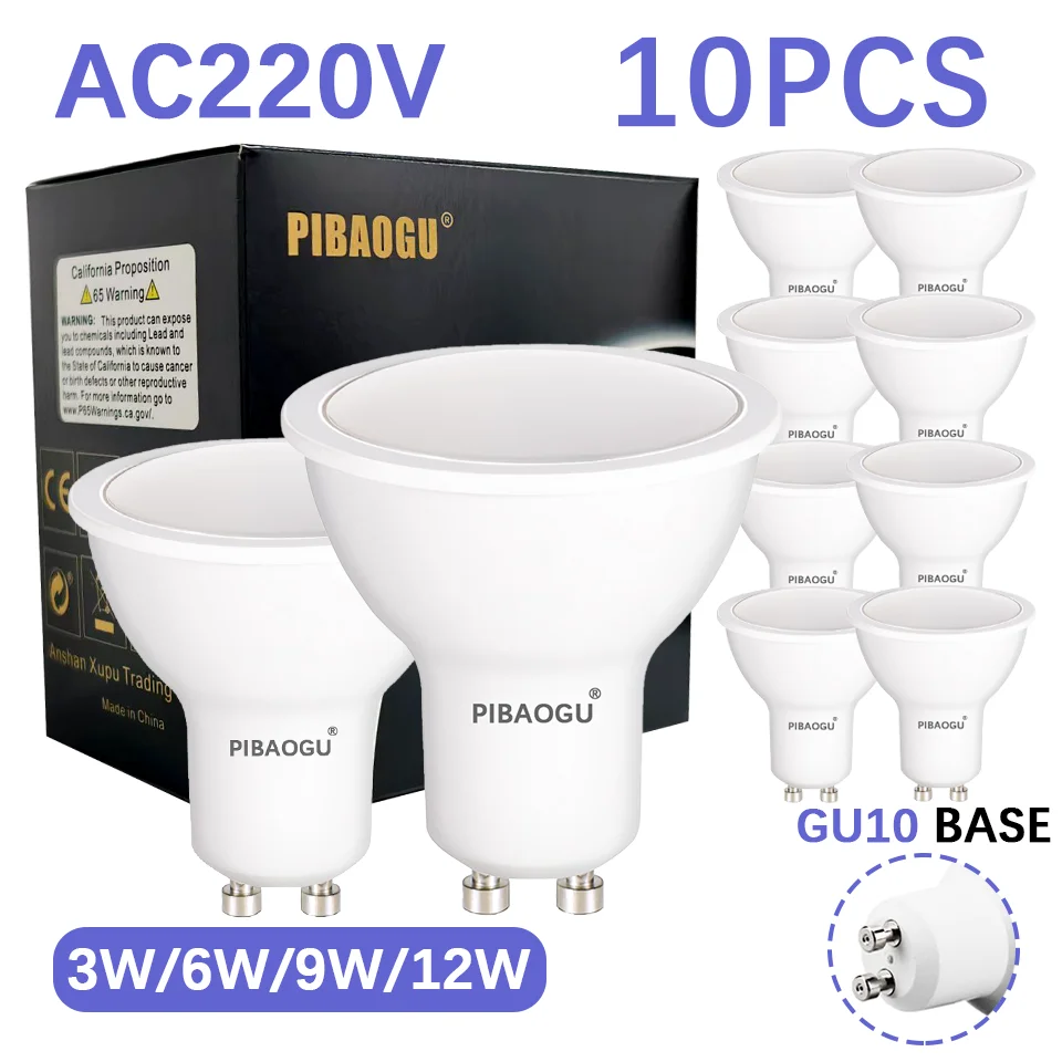 

10PCS Spot Lights LED Lights Spotlights Energy Saving Bulbs Dimmable AC220V No Flicker 3W 6W 9W 12W For Home Living Room Bedroom