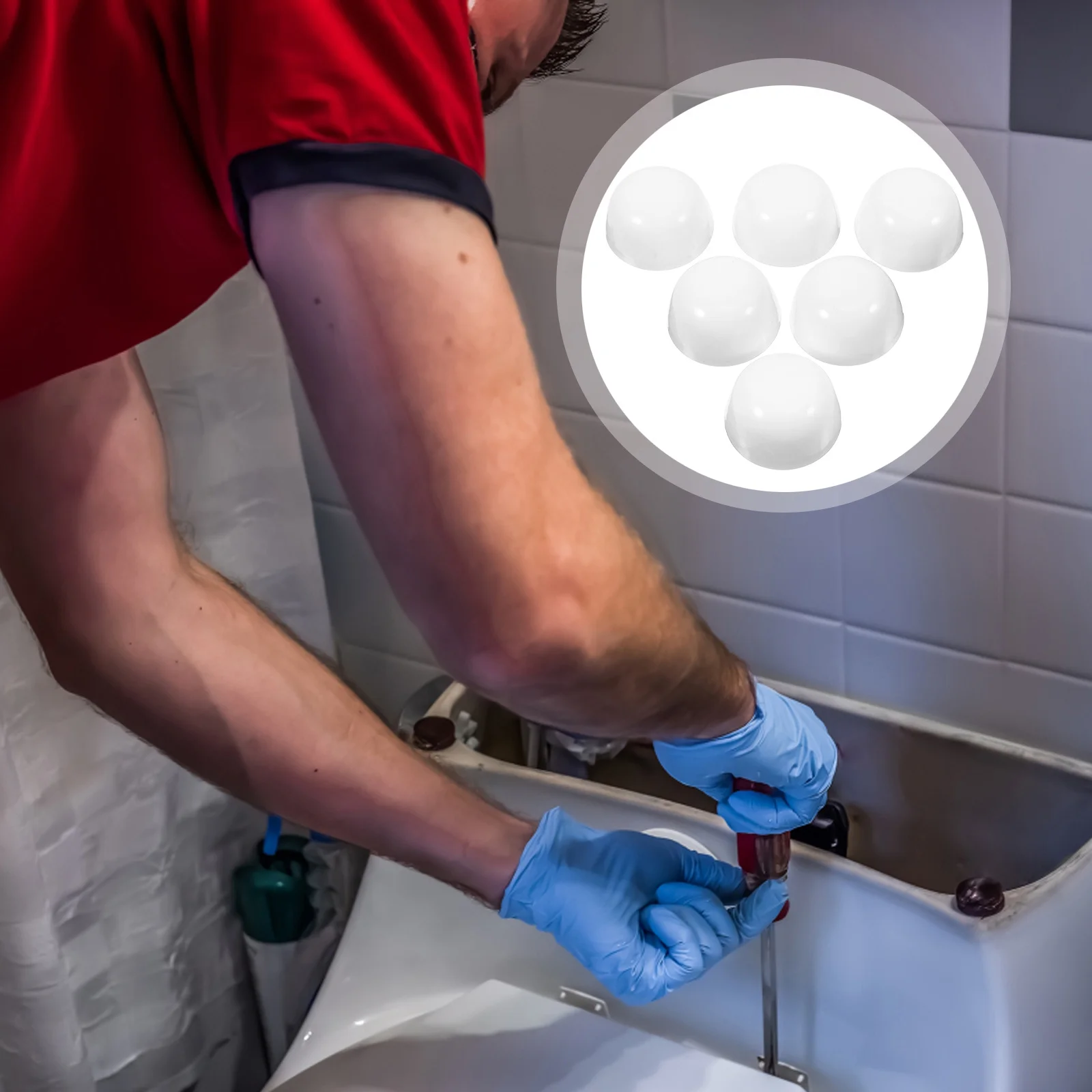 

6pcs Toilet Bolt Caps Decorative Abs Plastic Covers For Floor Bolts Waterproof Screw Protection Replacement Parts Toilet Repair