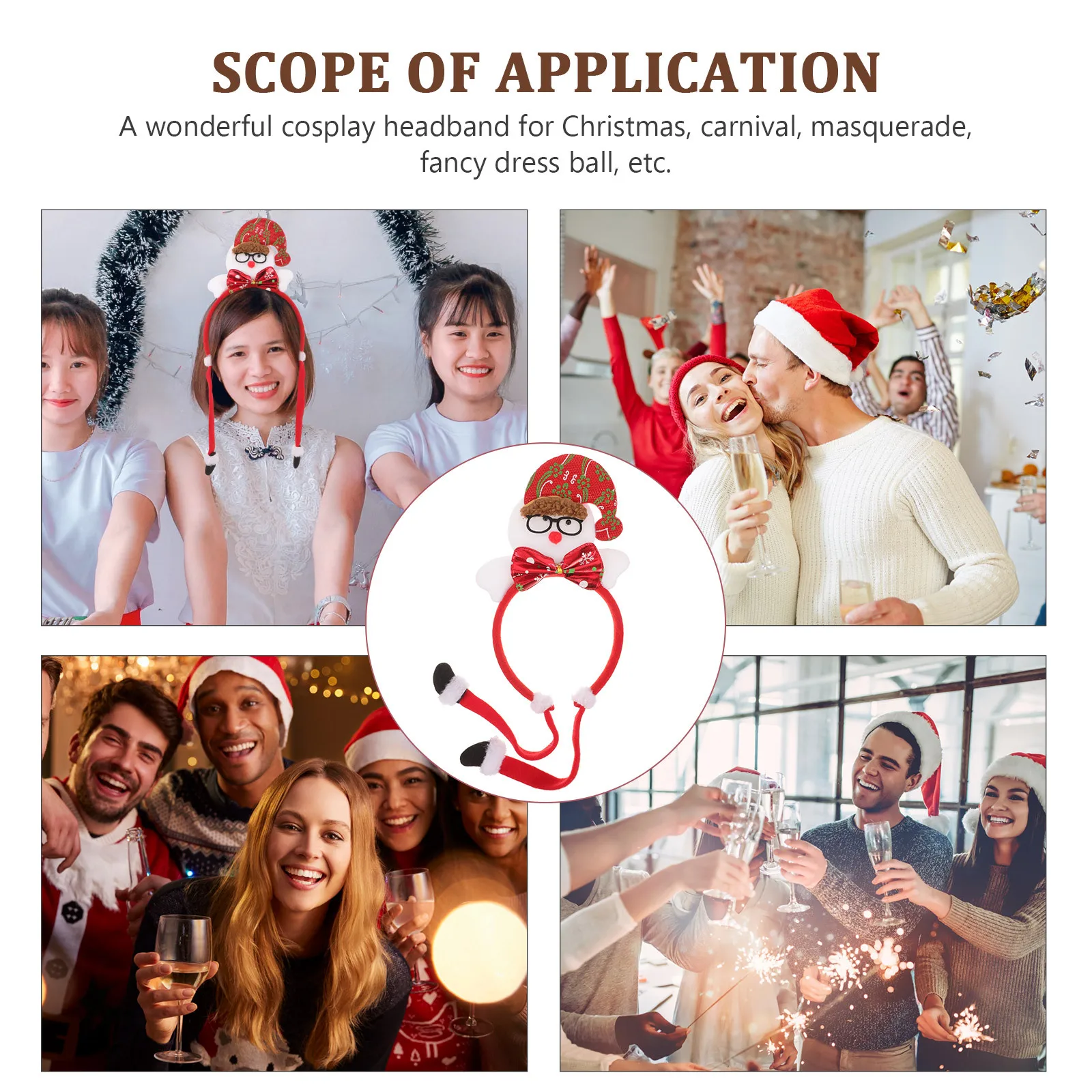 

Deer Xmas Headband Bright Colors Comfortable Fit Christmas Party Cosplay Holiday Hair Accessory Xmas Costume Props