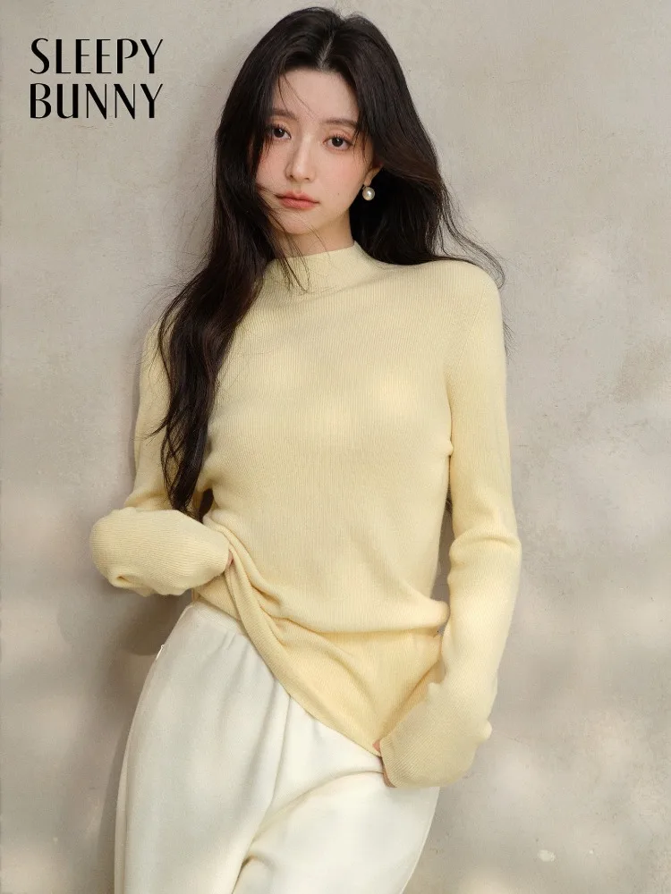 

Knit Turtleneck Top Women Soft Slim Solid Base Layer Stretchy Lightweight Pullover Lady Cozy Daily Essential Sweet Undershirt