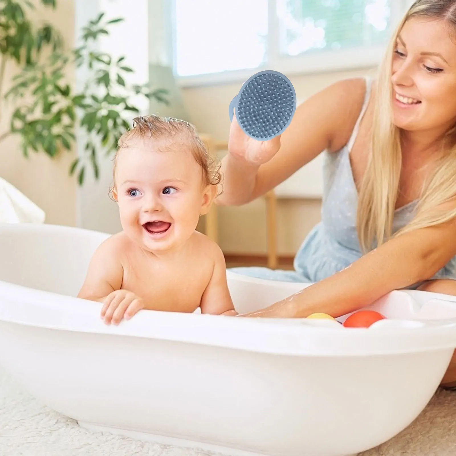 

Silicone Shower Brush for Gentle Head Massage and Body Cleaning Fine Workmanship Ergonomic Design Soft on Skin Handheld