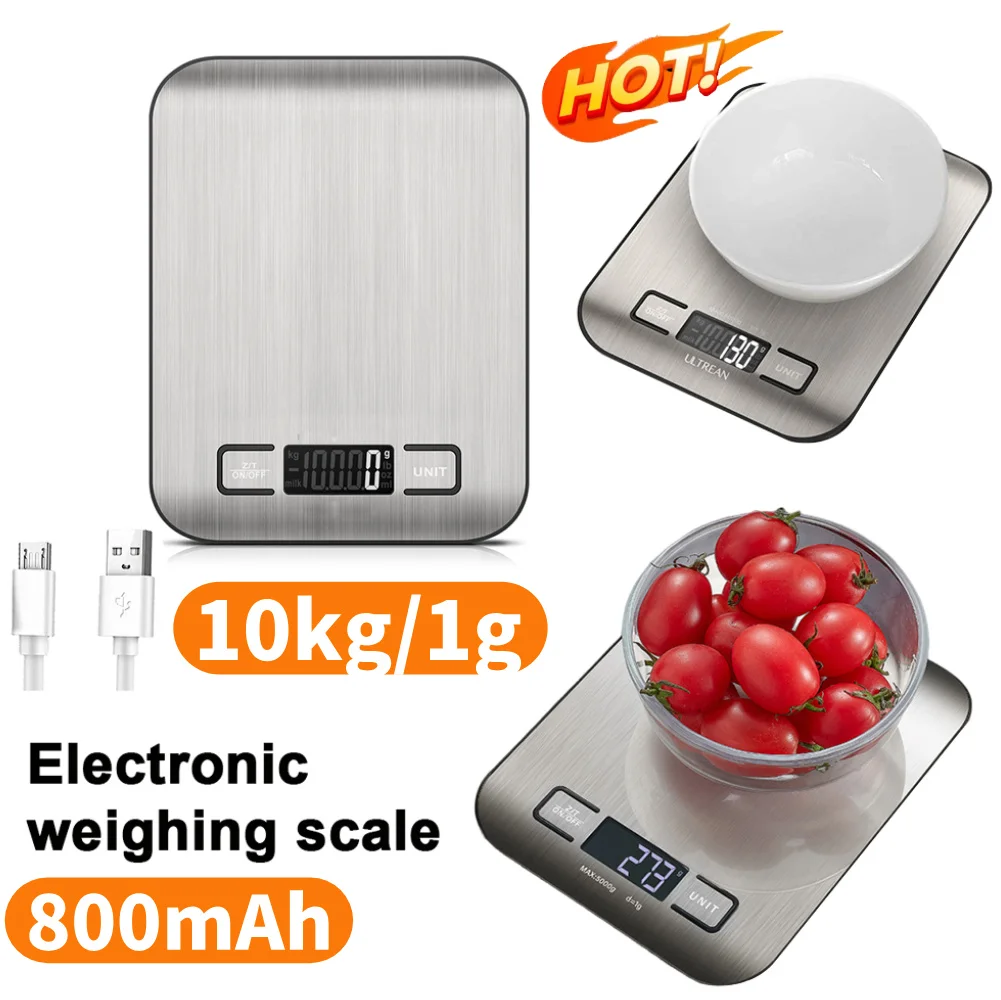 Kitchen Digital Scale Coffee Scale Stainless Steel Kitchen Food Scale Electronic Weights Scales for Cooking Baking 1G-10KG/5KG
