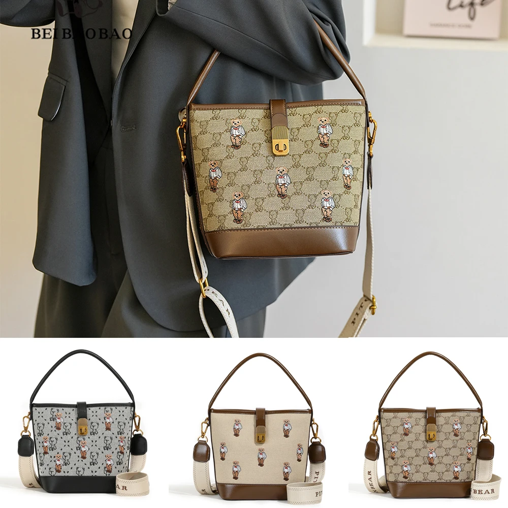 2024 New Single Shoulder Bag, Crossbody Bag, Contrast Color Casual Handbag, Korean Edition Instagram Retro Trendy Bucket Bag