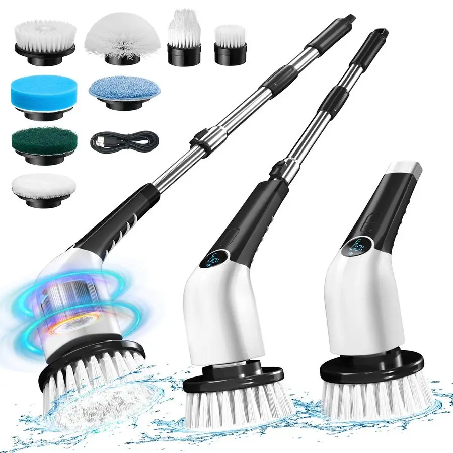 

Электрический скруббер, беспроводной скруббер с мощностью до 420 об/мин, мощная чистка, скруббер для душа для чистки ванны, плитки и F