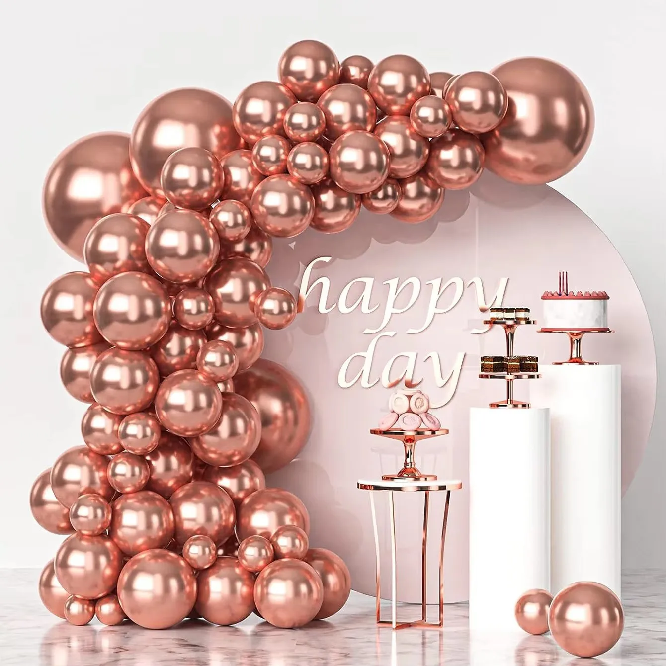 

114PCS Rose Gold Latex Balloon Birthday Wedding Single Party Decoration Rose Gold Latex Balloon Set