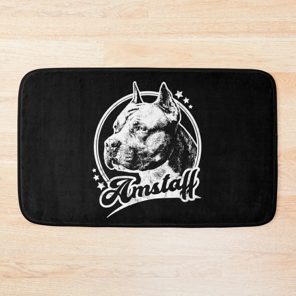 Retro Amstaff Dog Bath Mat Kitchen Bathroom Shower Bath Rugs Absorbent Rug Mat
