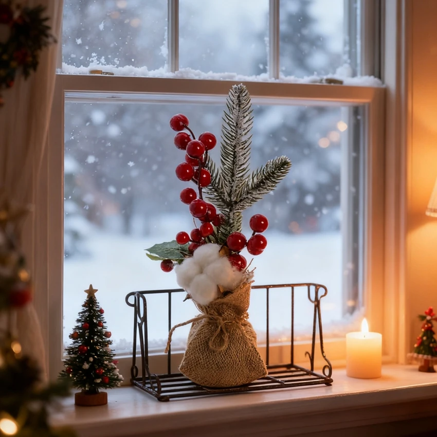 نباتات اصطناعية زهور منزلية لغرف سالا مهرجان ديكور جميل في الهواء الطلق حديقة الزفاف أشجار عيد الميلاد إكليل هدايا عيد الميلاد ذاتية الصنع