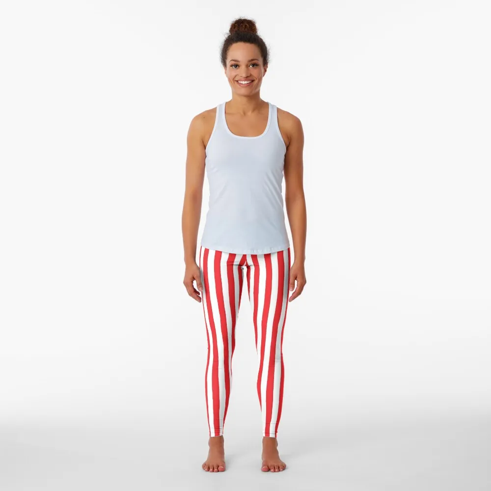 RED WHITE VERTICAL STRIPE Leggings gym wear women gym legging woman push up tights for women