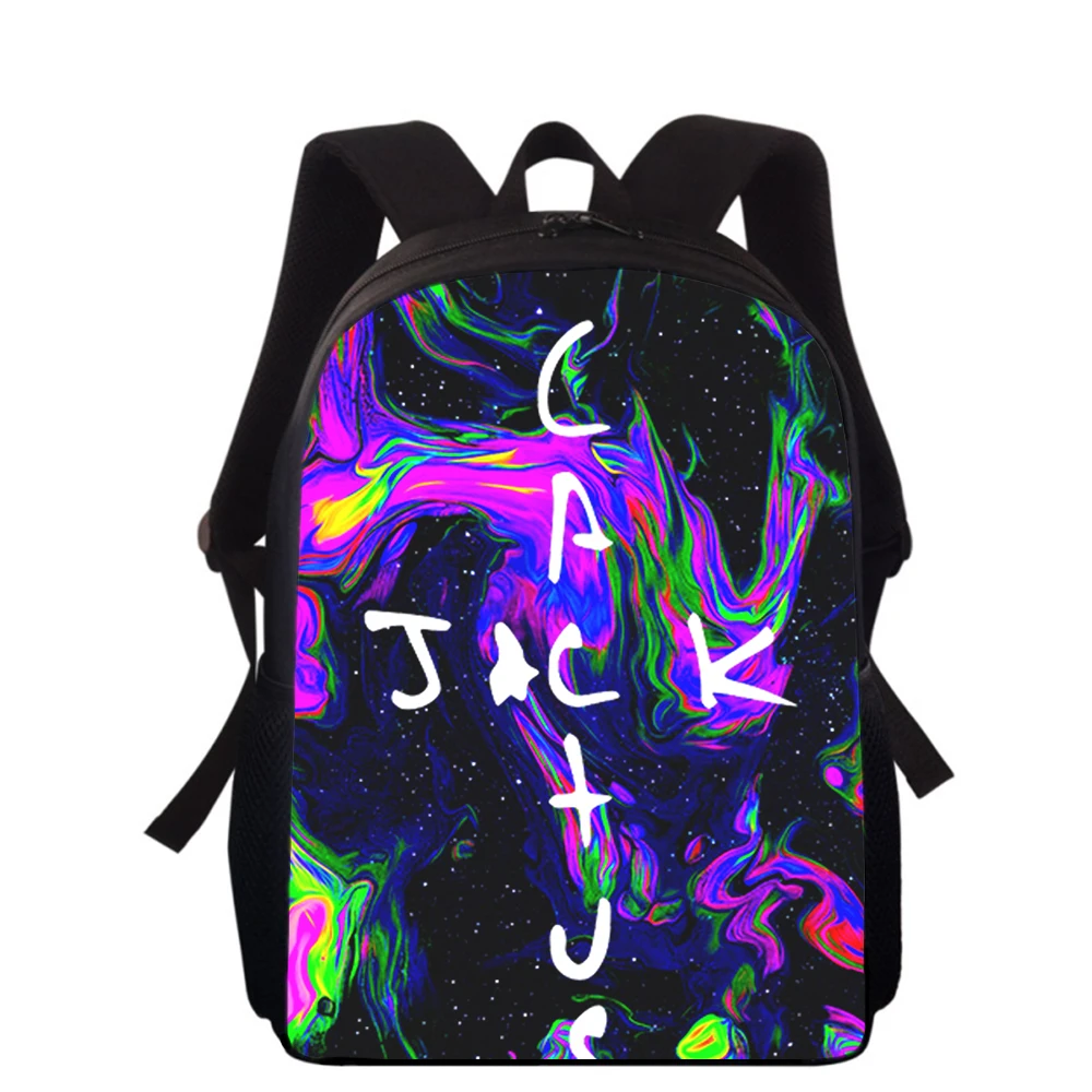 Mochila con estampado 3D de cactus jack para niños y niñas, morral escolar con letras y palabras de 16 pulgadas, ideal para la escuela primaria