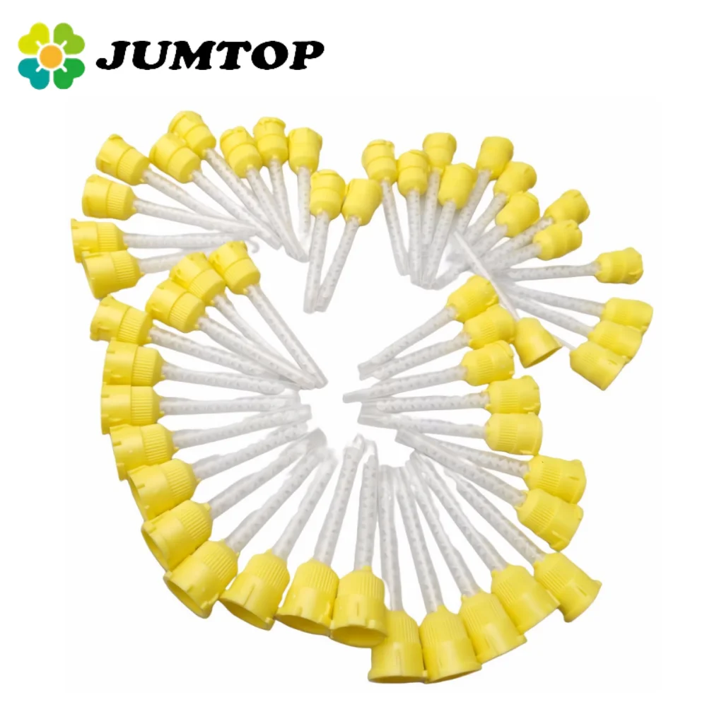 

50PCS Disposable Dental Impression Mixing Tips Yellow 1:1 Intraoral Tip For Impression Material Nozzles Mixing Tube