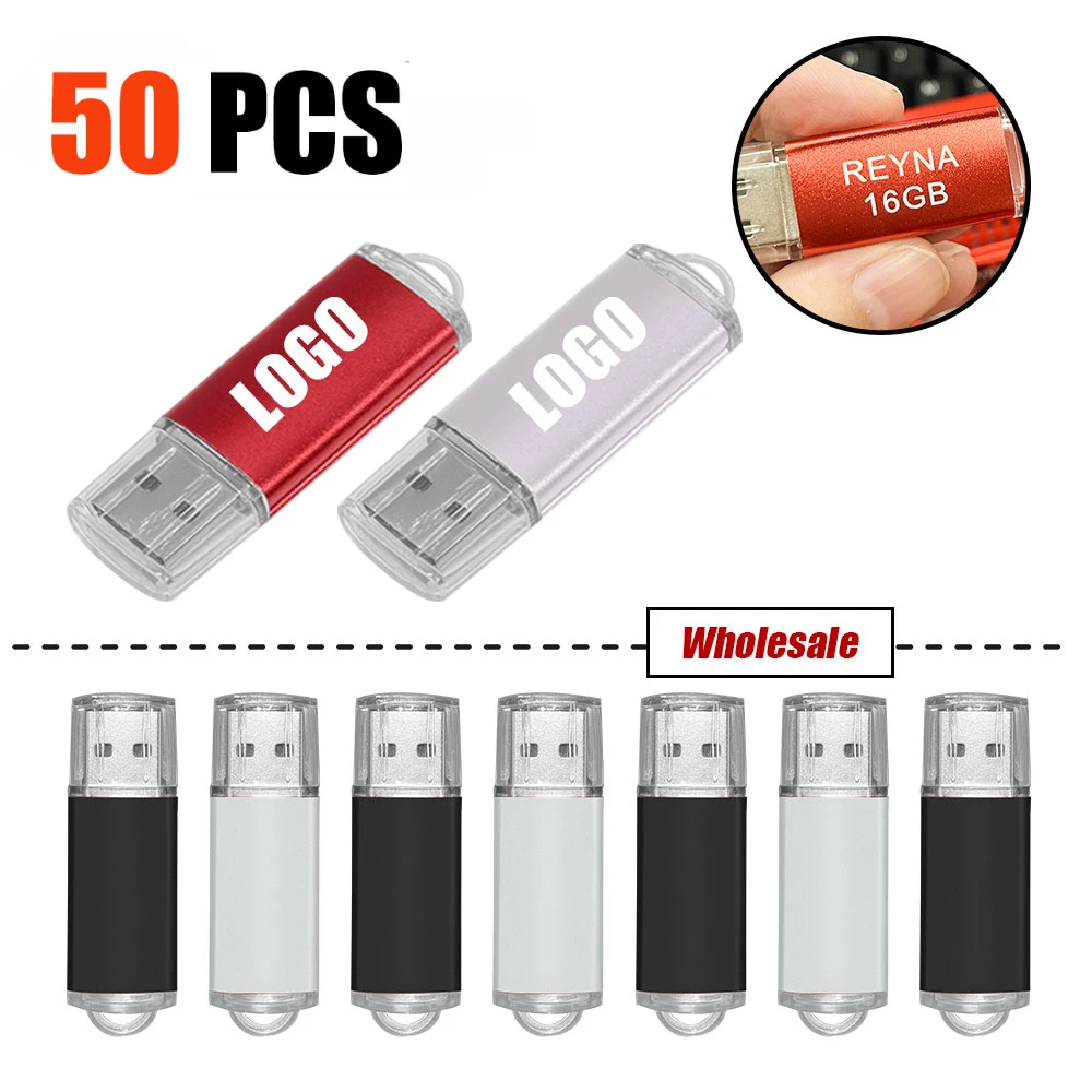 Hight Quality 50PCS USB Flash Drive Pen Drive 4GB 8GB 16GB Waterproof Pendrive 64gb Memory Stick Real Capacity U Disk Cle Usb