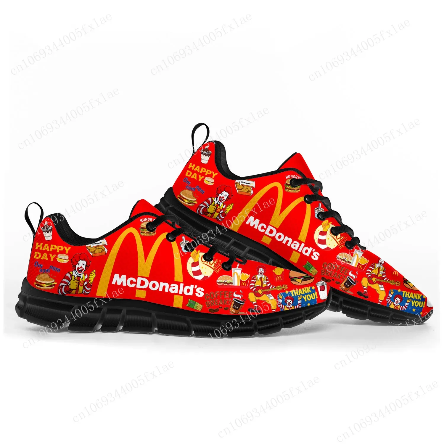 Mc-Donalds drucken Sportschuhe Herren Damen Teenager Kinder Kinder Turnschuhe hochwertige Sneaker anpassen Paar Schuh schwarz