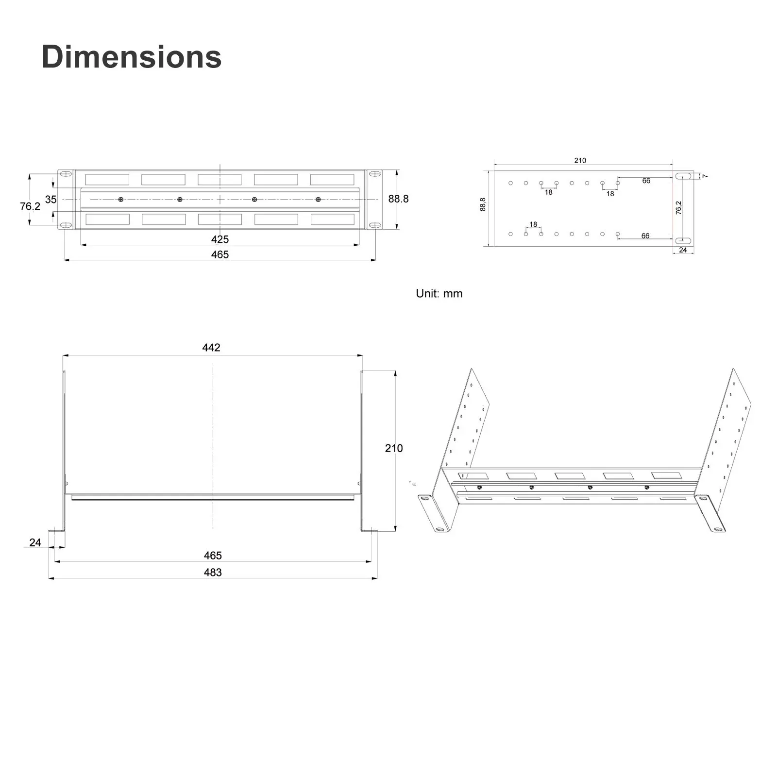 Kit de riel Din de montaje en bastidor de 19 pulgadas, chasis de riel Din de montaje en bastidor de profundidad ajustable, soporte de montaje en bastidor de aluminio para estante o gabinete de 19"