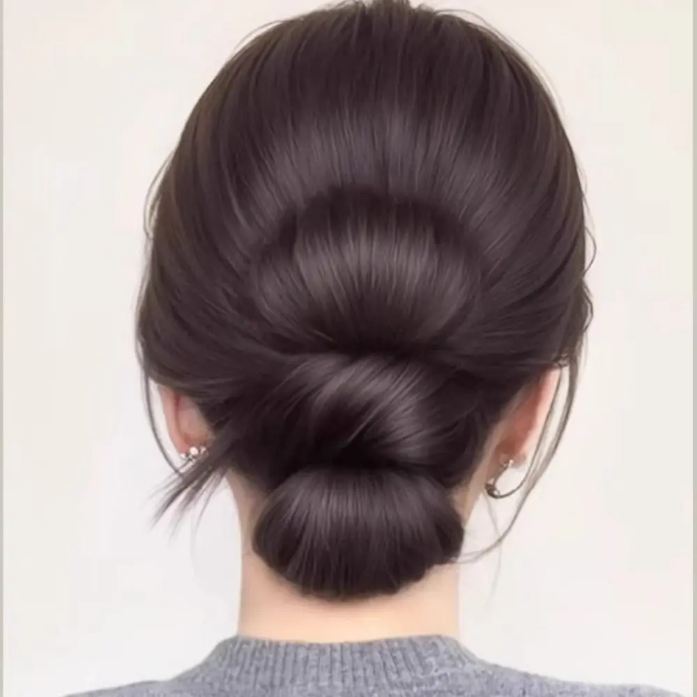 جديد الاصطناعية كعكة الشعر مخلب كليب الطبيعية رقيق شعر مستعار كليب Bowknot براون الأسود كعكة رئيس شعر مستعار إكسسوارات الشعر