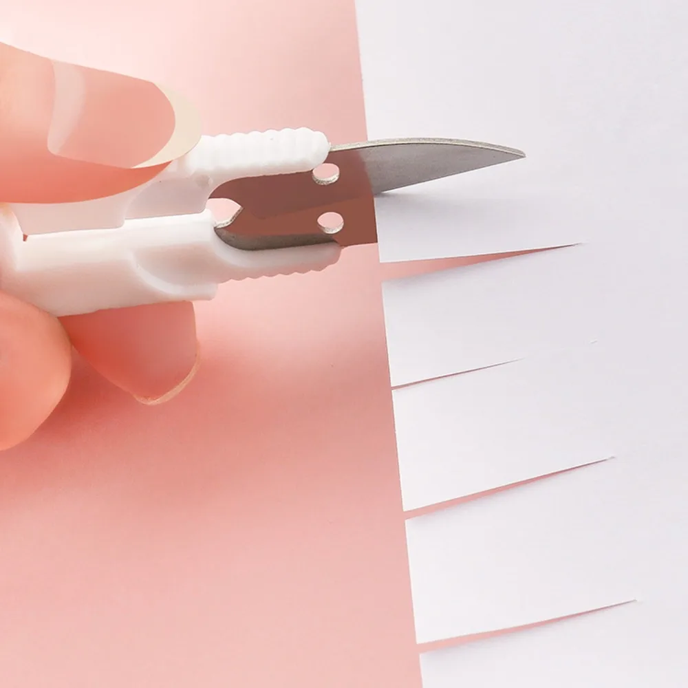 Stainless Steel U-Shaped Small Scissors Transparent Tape Covers Trimming Thread Ends Burrs Automatic Rebound Scissors Colorful