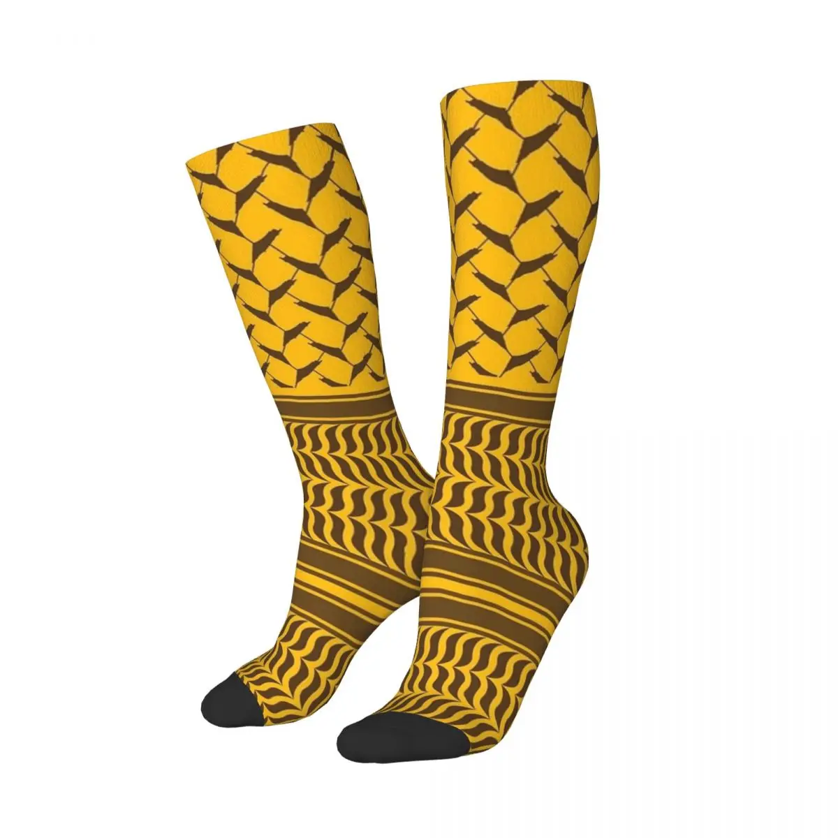 Palestinian Keffiyeh Yellow Socks Palestine map Casual Stockings Couple Quality Outdoor Socks Winter Graphic Anti Slip Socks