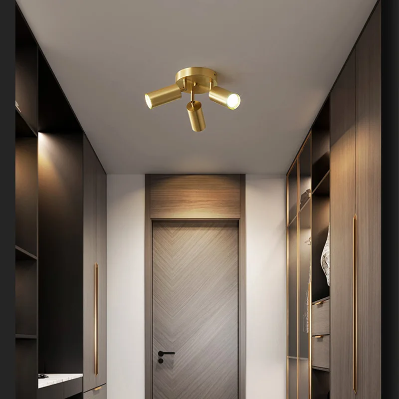 Modern and Minimalist New LED All Copper Ceiling Light for Living Room Hallway Wardrobe Lighting Fixtures