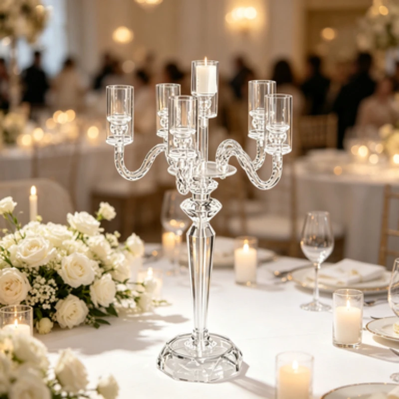 Simple Candle Holders Party Table Six Candles Lucency Candle Holders Wedding Celebration Candelabrum Aesthetic Home Decoration