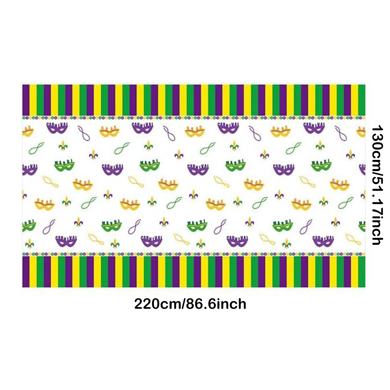 Mardi Gras Tablecloth Carnival Disposable Table Cover for Masquerade Party Decoration Kitchen Home