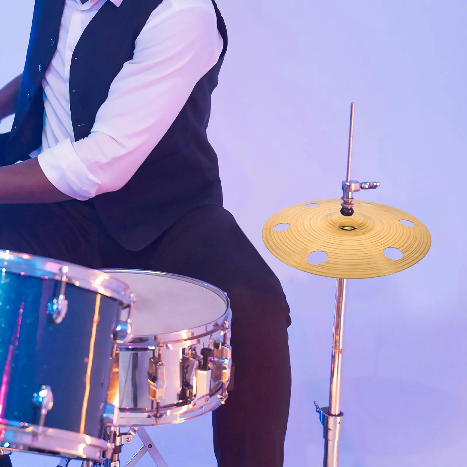 Trash Crash Cymbal Gold Finish Effect 10 Inch Perforated Alloy Drum Set Practice Splash Short Decay Cymbal Rock