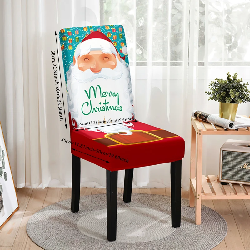 2026 Christmas Chair Cover Full Package Applicable Decoration Elastic Chair Covers High Back Dining Chair Cover Atmosphere