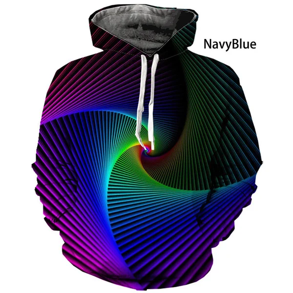 

2023 Newest Fashion 3D Printed Vertigo Hypnotic Hoodie Long-sleeved Drawstring Pullover Sweatshirt