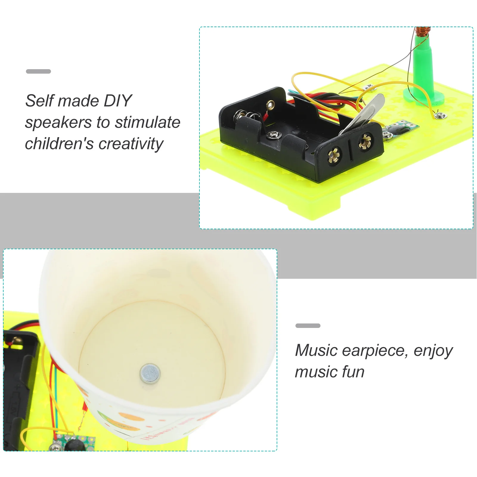 

1Set DIY Speaker Kit Children Educational Science Experiment Set Durable Safe Material for School Crafts