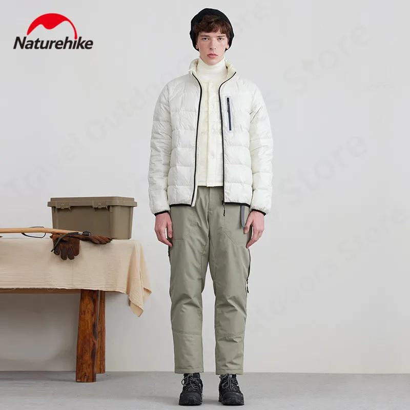 Naturehike Outdoor High Waterproof Down Trousers Ultralight Thicken 90% Goose Down Warm Windproof Hiking Fishing Casual Pants