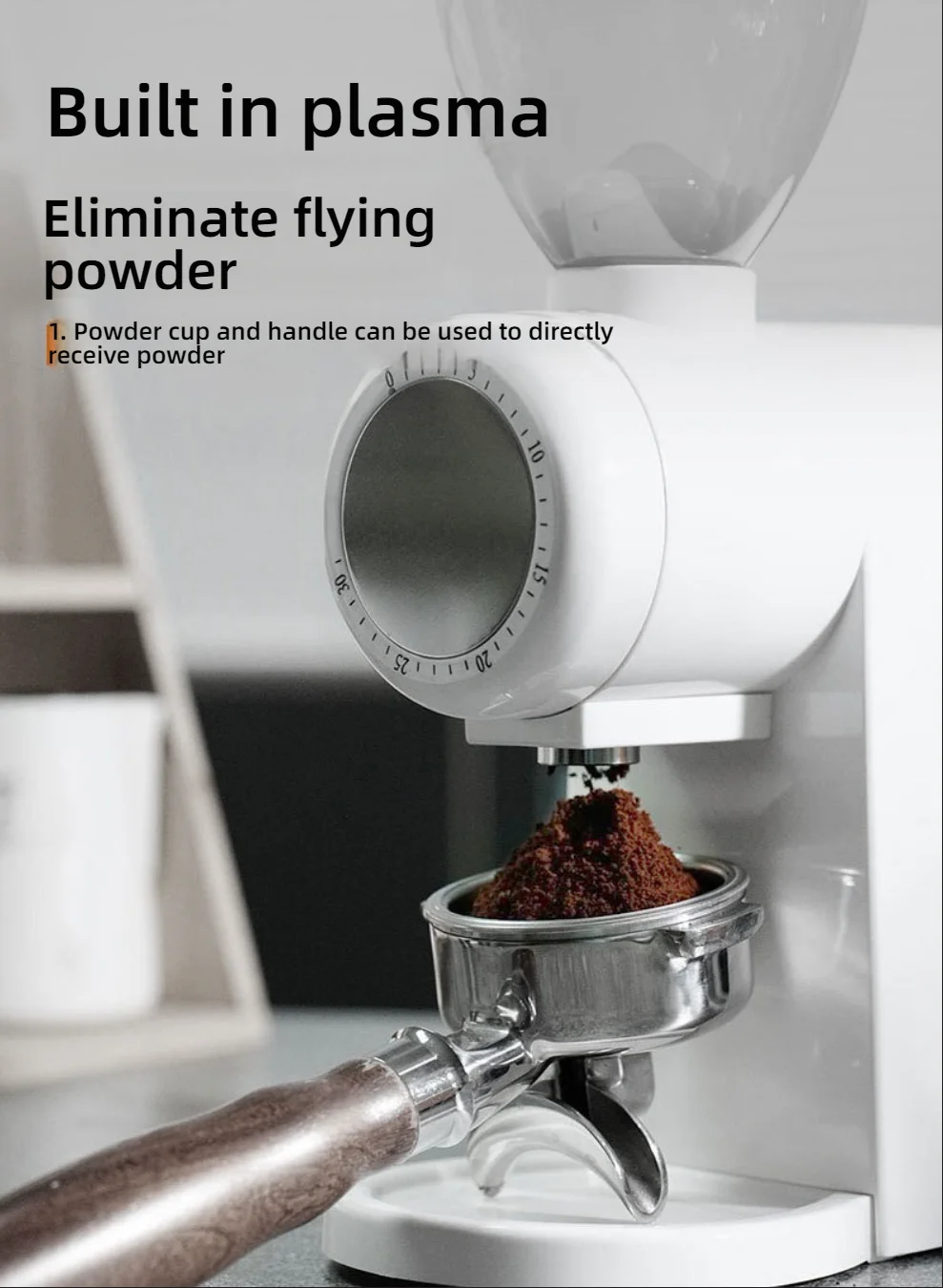 CAFOVO G1004A Electric Coffee Grinder 48mm Flat Burr Plasma Anti-Static Technology for Espresso Pour Over French Press Home Use