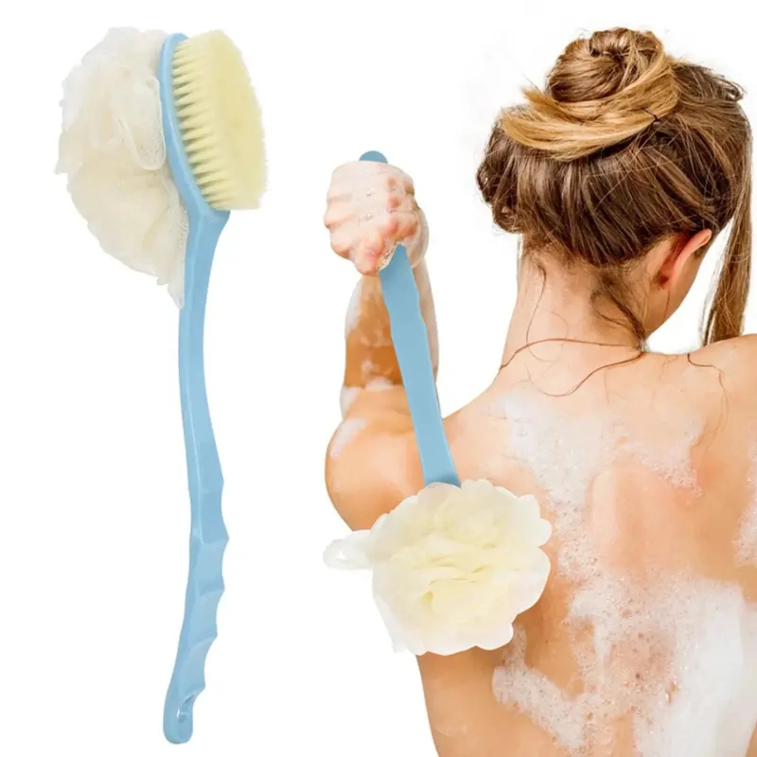 Japanese-style Long Handle Bath Brush & Gentle Towel Set - Luxurious Bathing Experience for Ultimate Relaxation