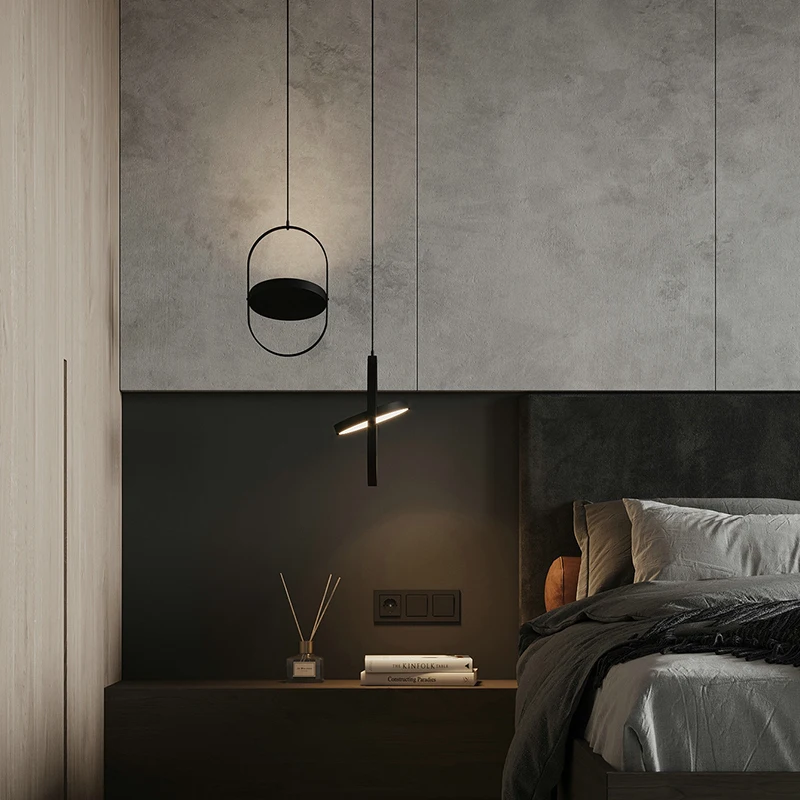 Nordic Modern Led Pendant Light Bedside Hanging Light Rotatable Adjustable Angle Chandeliers Bedroom Living room Decor Lighting