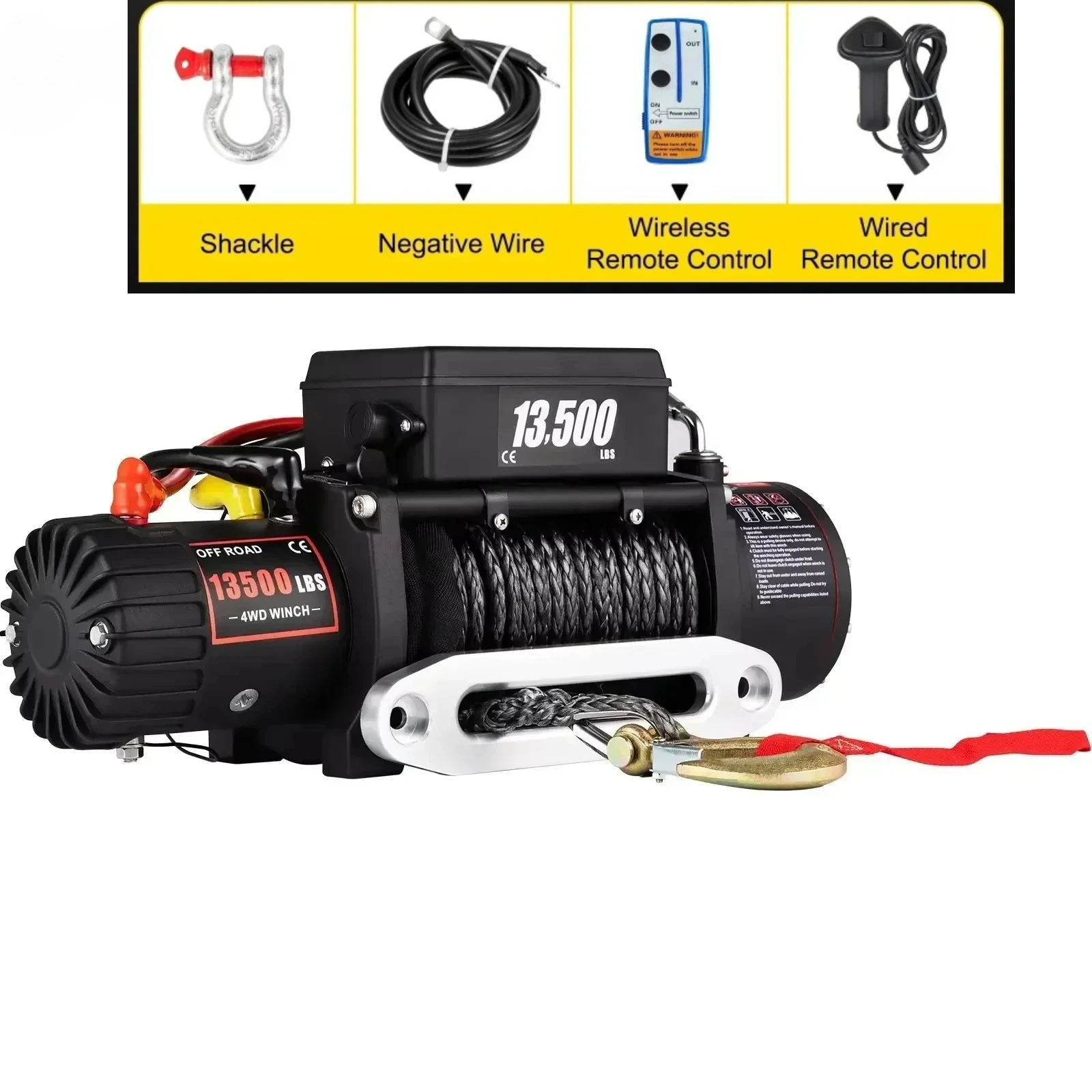 SIHAO – treuil de cabestan électrique 13500LB 12V, corde synthétique en alliage 92 27M pour voiture/ATV/bateau/remorque tout-terrain 4x4, étanche