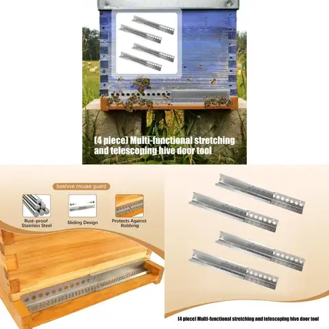 4lots Universals Sliding Bees Hives Entrance Reducer Durability Stainless Steel For Langstroth 8/10 Frame Hives 