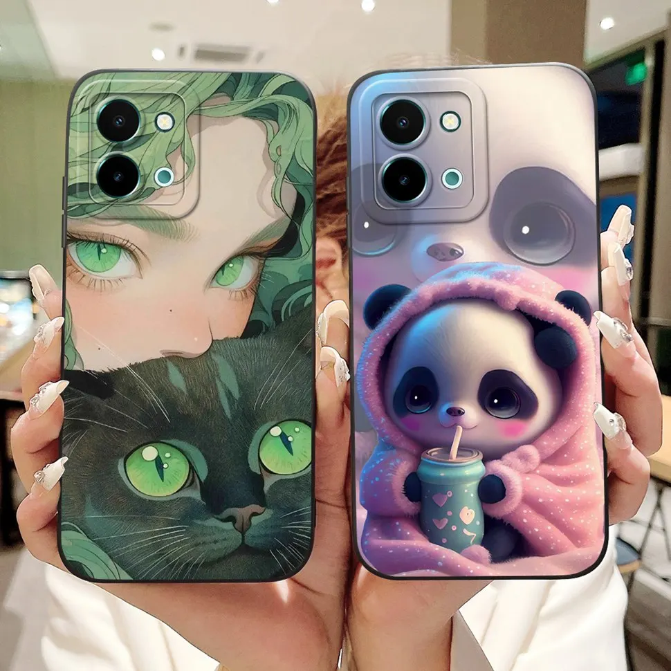 For Vivo Y28 4G Case Petty Girl Panda Soft TPU Silicone Phone Case For Vivo Y 28 Y28  VivoY28 V2352 Back Cover Full Coque