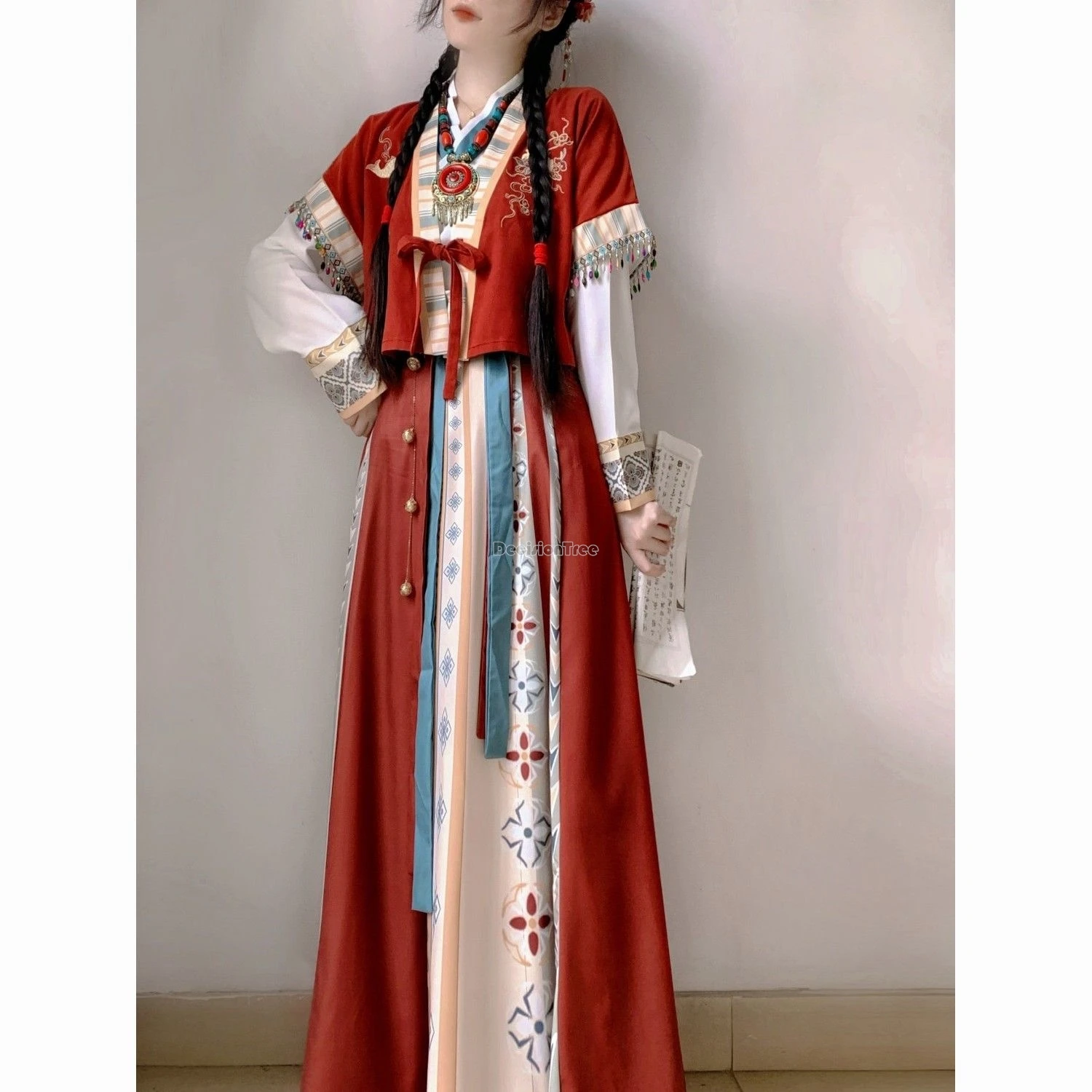 

2024 chinese ethnic characteristic style hanfu set sweet bright vibrant girl daily garment han element improved tang made hanfu