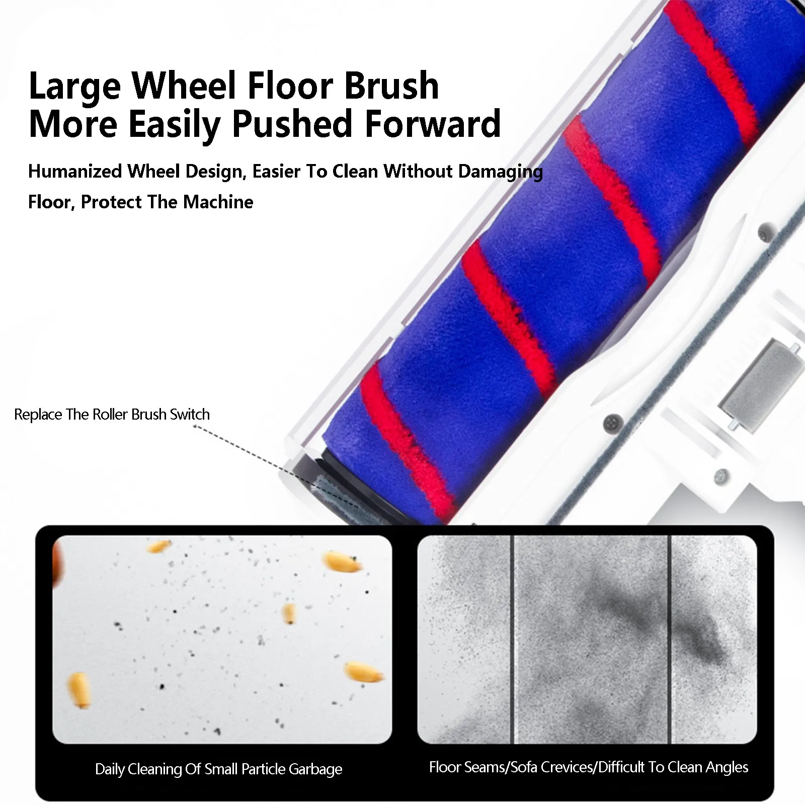 Roller Suction Head Electric Vacuum Cleaner Brush Head Roller Replacement Household Cleaning Dust Removal Powerful Suction T1 view 3
