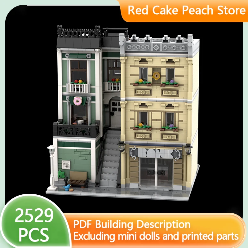 

City Street View Model MOC Building Bricks Banks And Coffee Shops Modular Technology Gifts Holiday Assemble Children Toys Suit