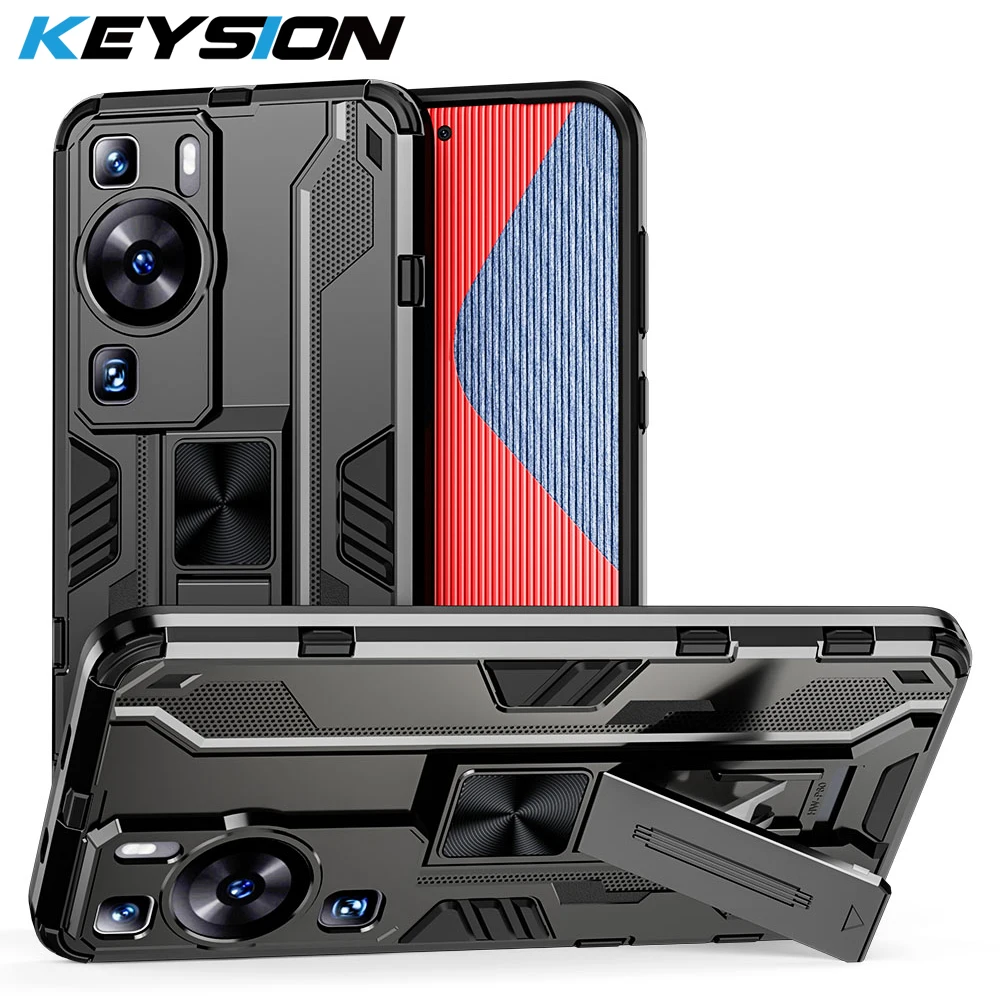 Keysion Schokbestendige Armor Case Voor Huawei P60 Pro P50 P40 P30 Pro Siliconen + Pc Kickstand Telefoon Backcover Voor Huawei Nova 10 Pro