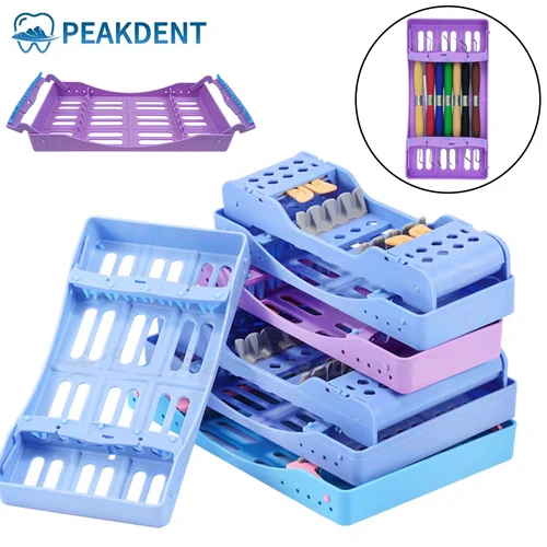 Estante de Cassette Dental Autoclavable, caja de instrumentos de desinfección de odontología, caja de esterilización con 10 ranuras, soporte Tay para herramientas de llenado