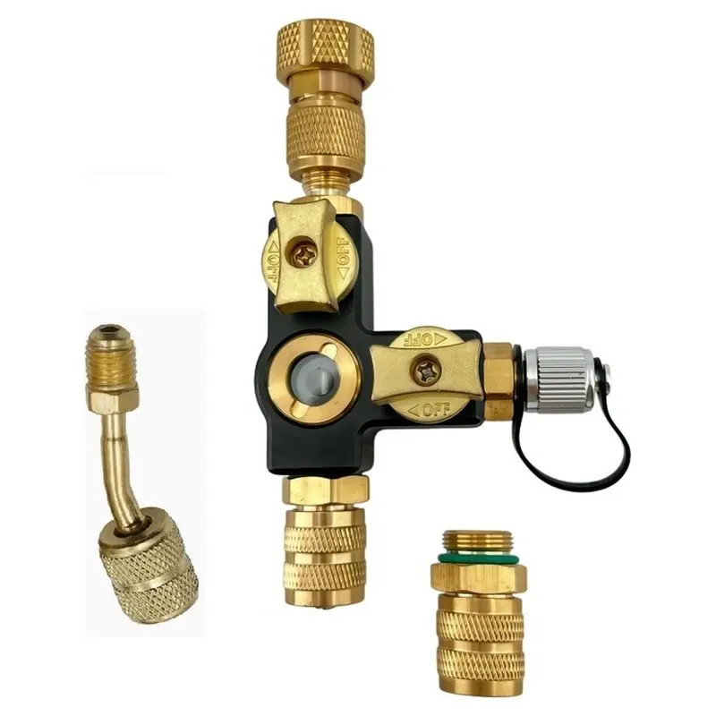 VC2G Professional HVAC Valve Core Removal Tool with 5/16 Adapter,1/4 Dual Valve with Sight Glass,Vacuum-Rated 20 Microns
