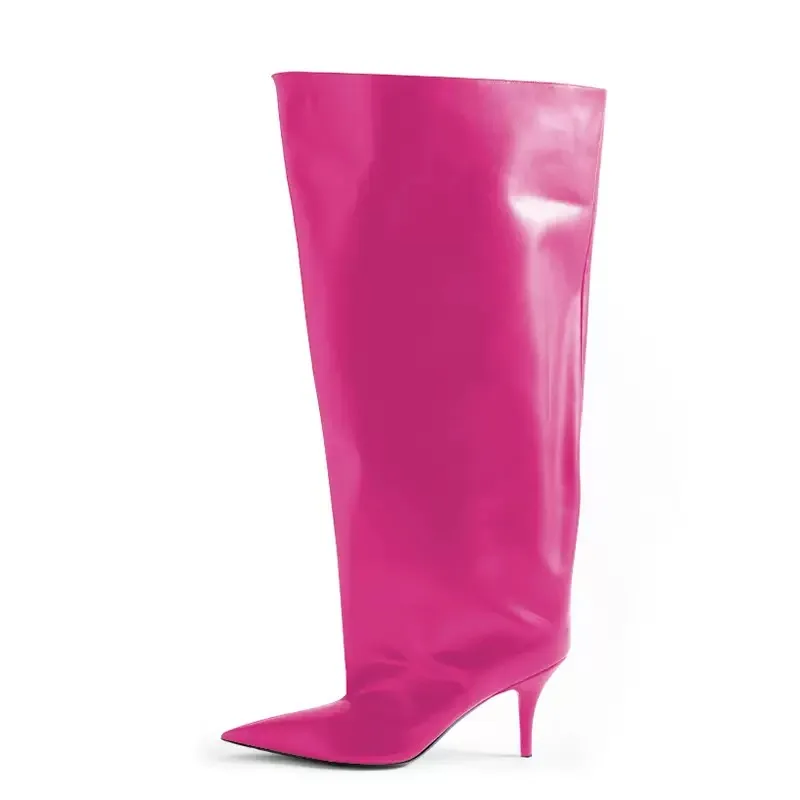 

Solid Pointed Toe Wide Sleeve Boots Mid Heel Stiletto Slip On Women Sexy Street Style Fashion Ankle Boots Large Size Party Trend