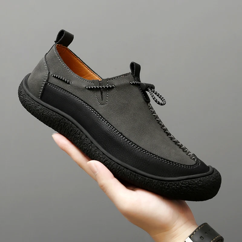 

Men's Outdoor Casual Leather Slip-On Shoes in Large Sizes