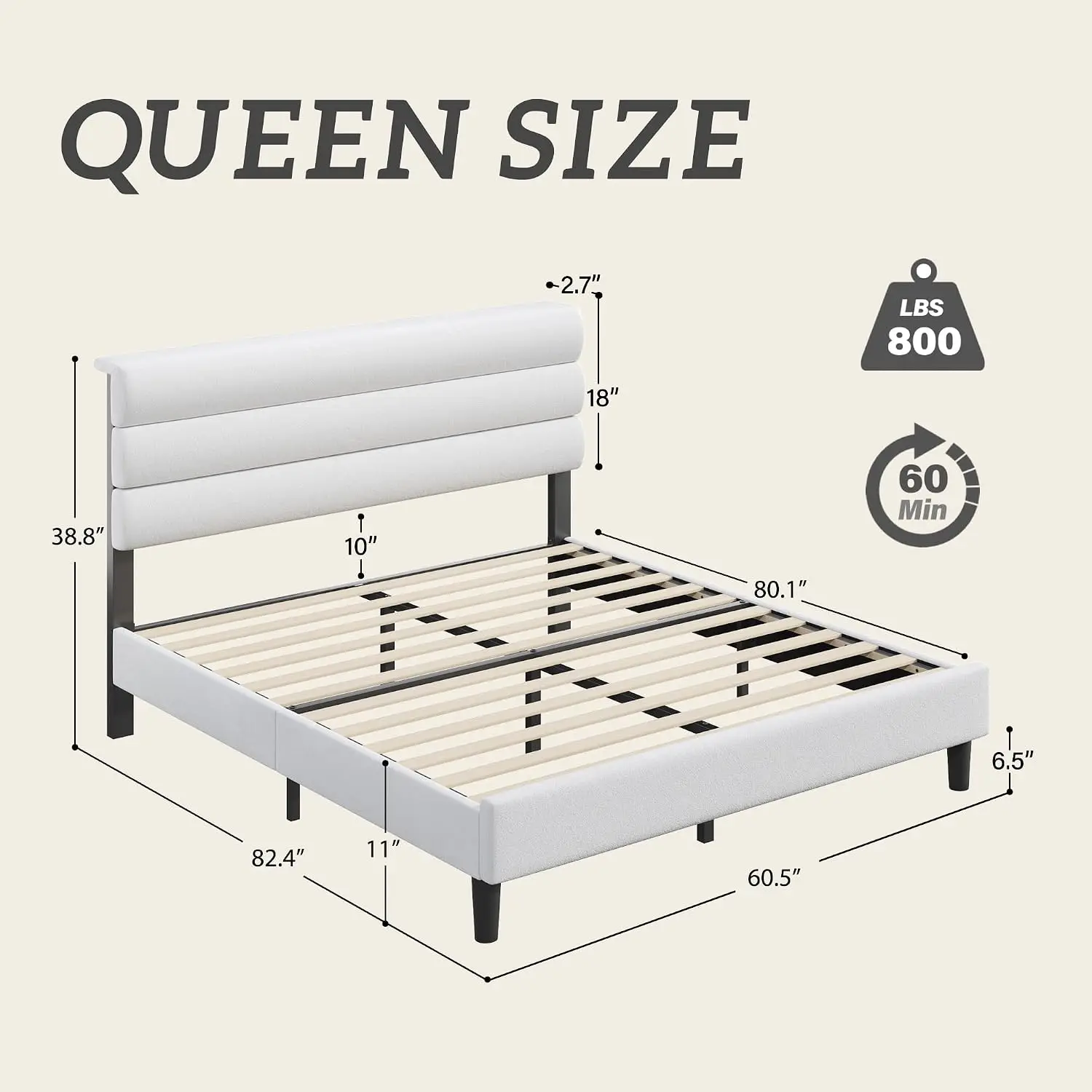 Platform Bed Frame with Velvet Upholstered Headboard, No Box Spring Needed, Sturdy Metal Support, Customized